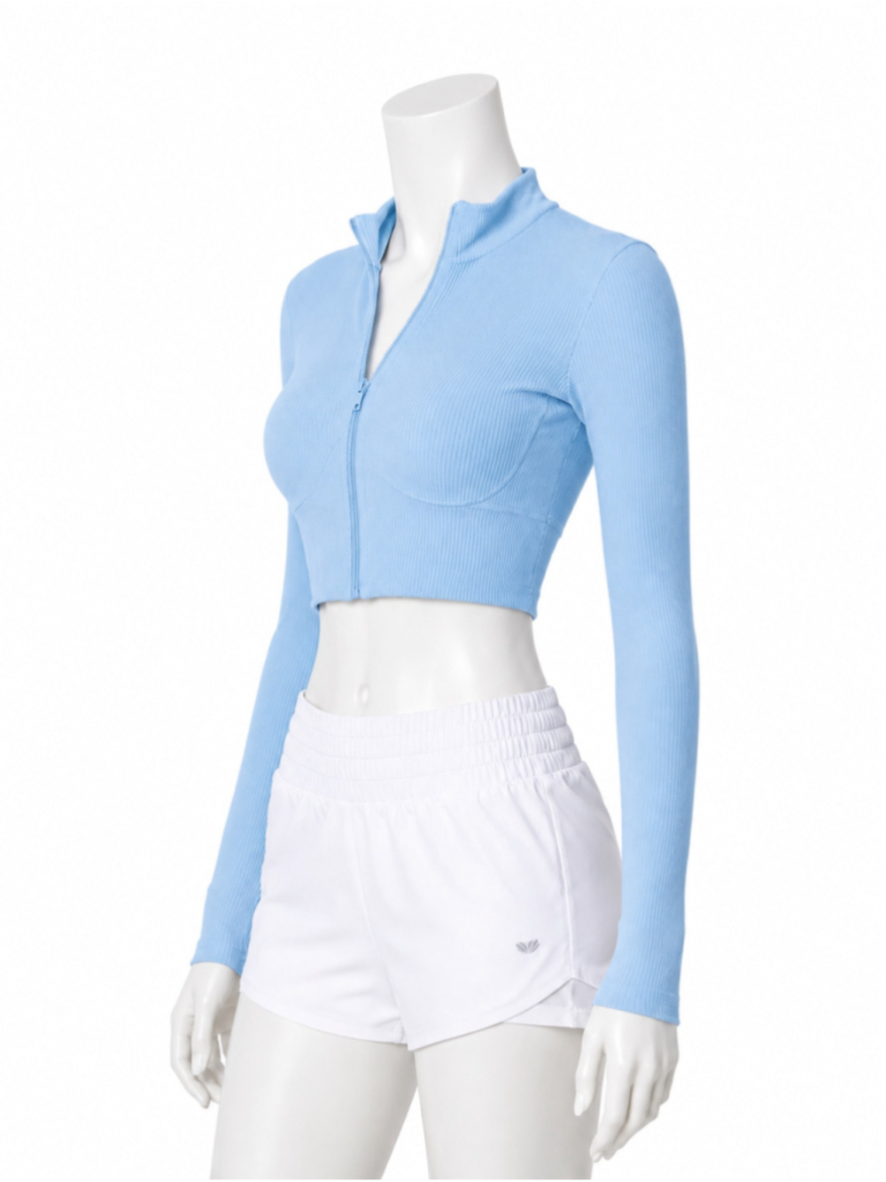 Forever 21 Active Powder Blue Cropped Zip-Up Jacket – Size M - Picture 3 of 7